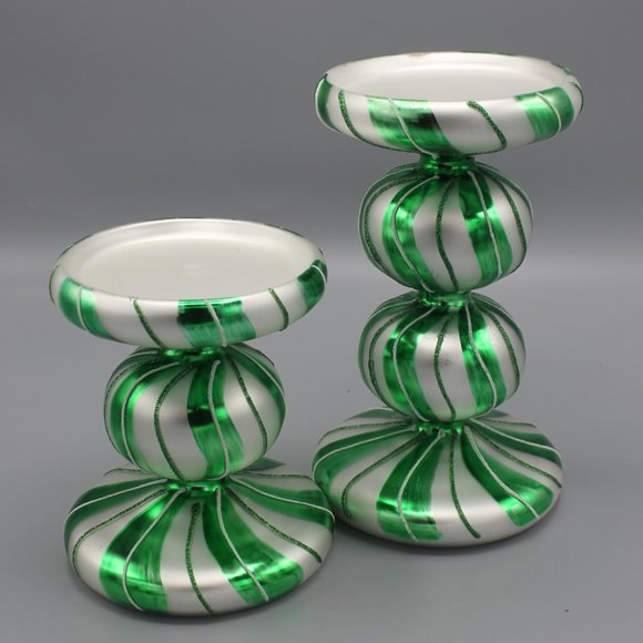 Other - Decorative Candy cane Christmas Candle Holders TWO